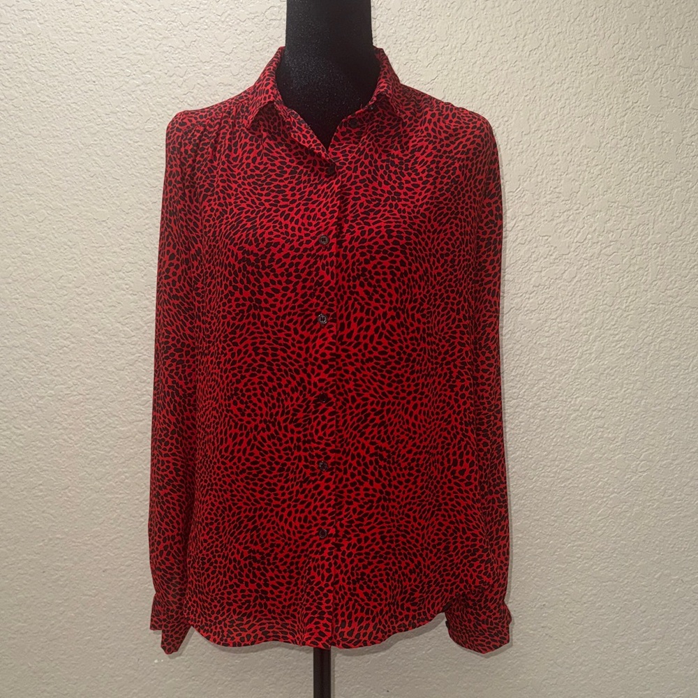 H&M Red and Black Patterned Blouse